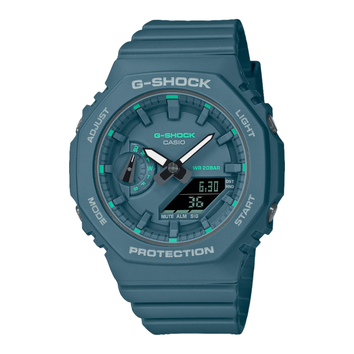 GMA-S2100GA-3A Stylish Analog-Digital Watch with Green Accents
