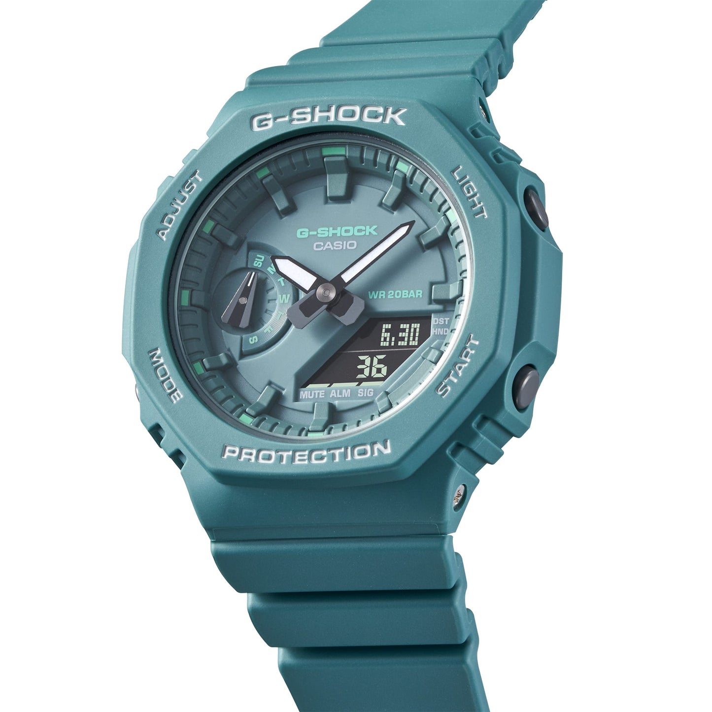 GMA-S2100GA-3A Stylish Analog-Digital Watch with Green Accents