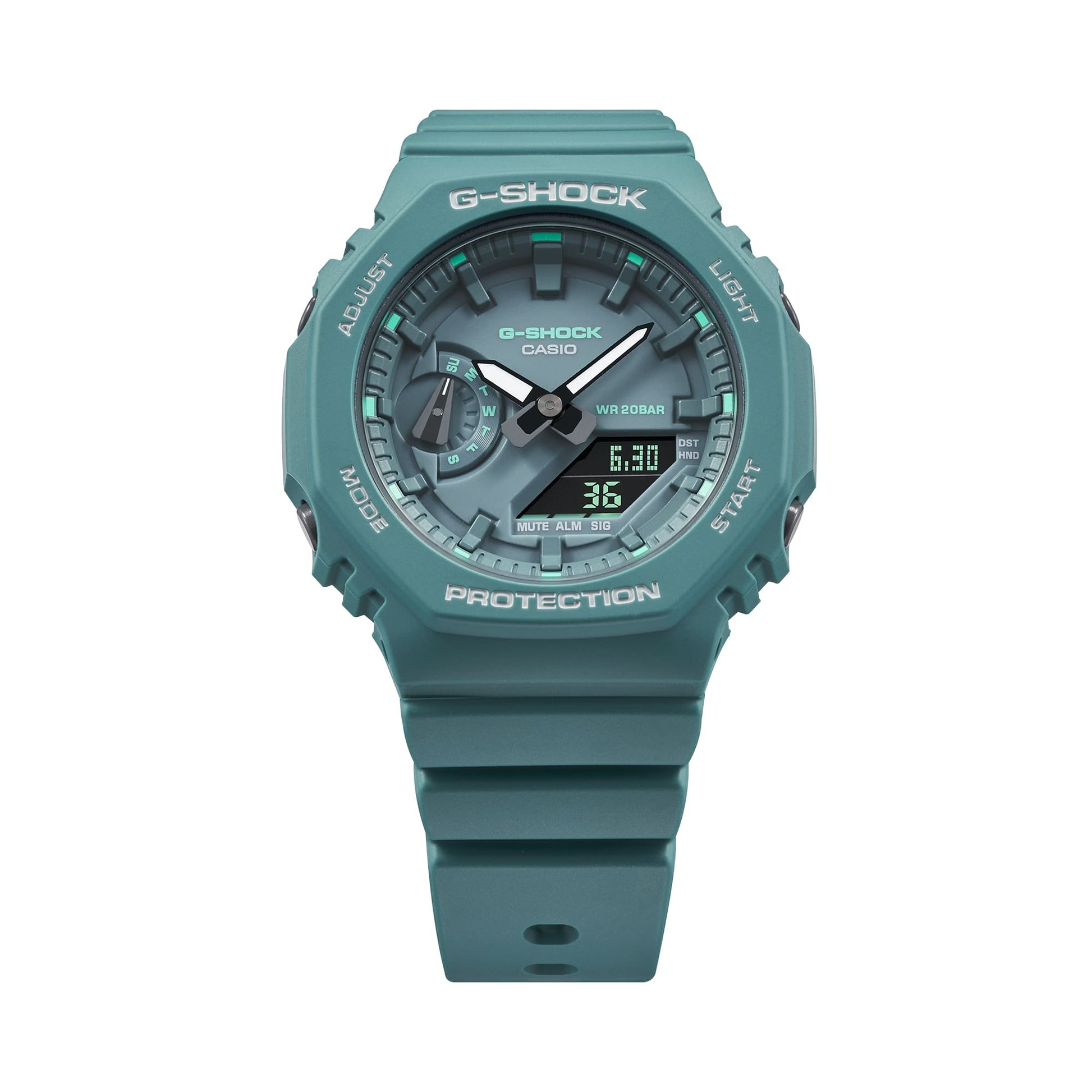 GMA-S2100GA-3A Stylish Analog-Digital Watch with Green Accents